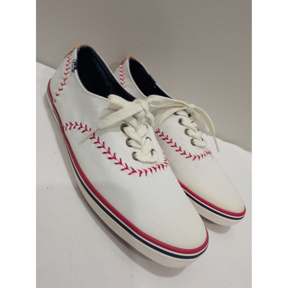 Keds Womens Baseball Canvas Shoes 1916 Pennant White Stitched WF-52476M Size 6.5